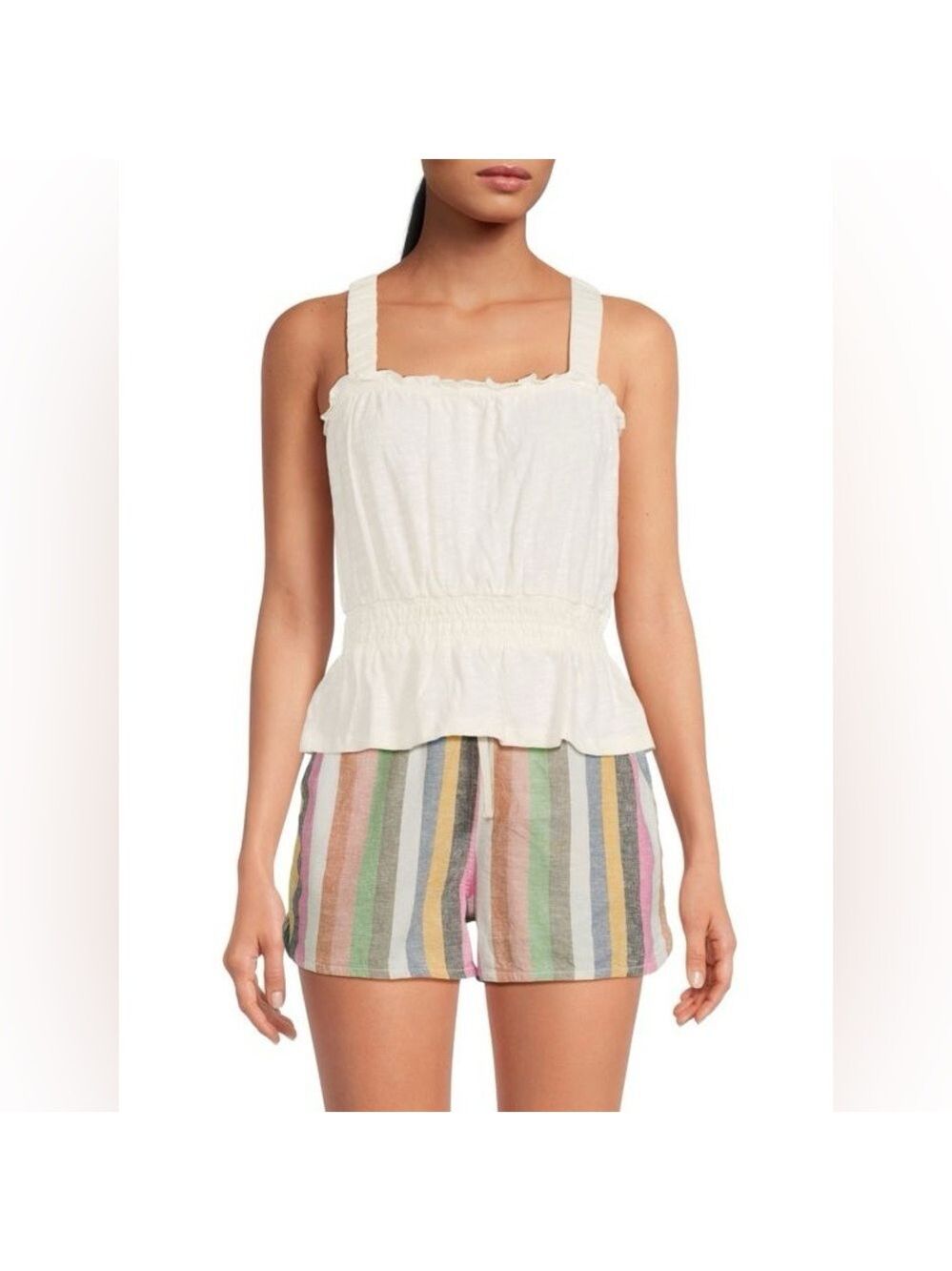 Marine Layer Dylan Smocked Sleeveless Top - size medium - antique white